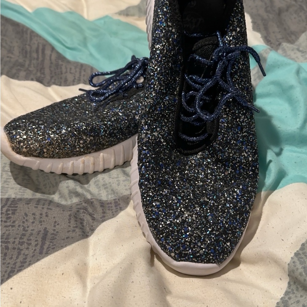 Sparkly Black and Blue Sneakers